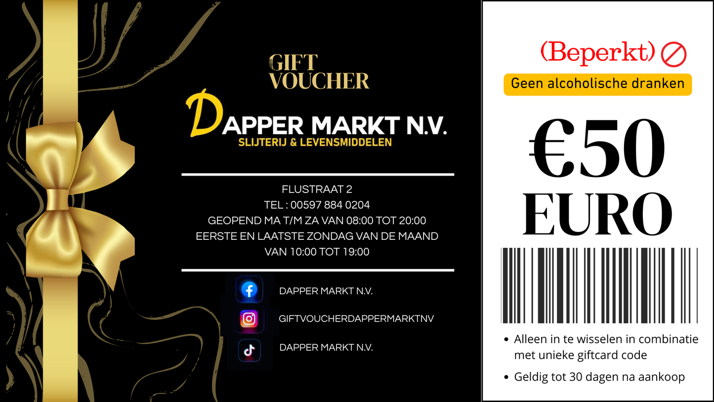 Dapper Giftcard (Beperkt) ZONDER ALCOHOLISCHE DRANK
